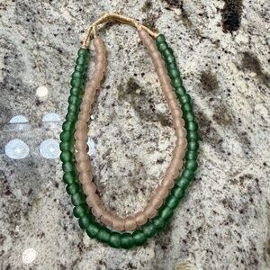 Decorative Sea Glass Bead Strands Pink / Green